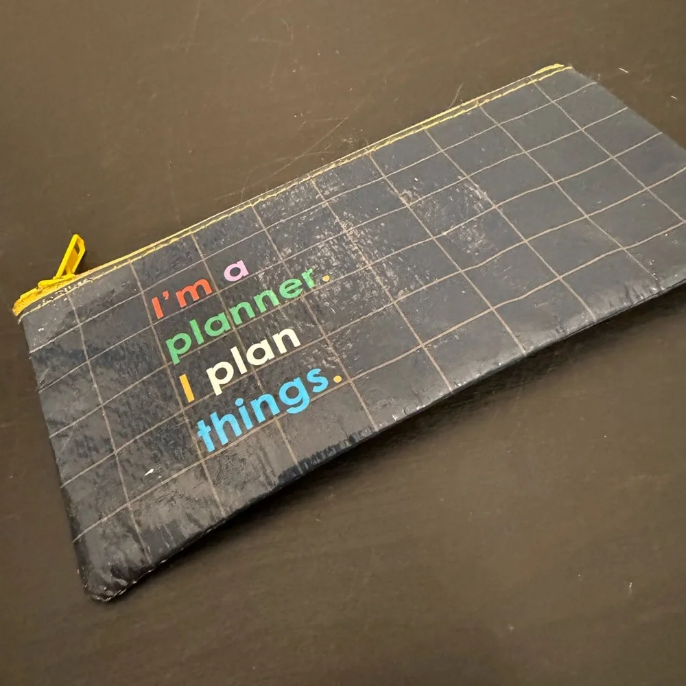 Blue Q Pencil Case Grid I’m A Planner I Plan Things Yellow Zipper